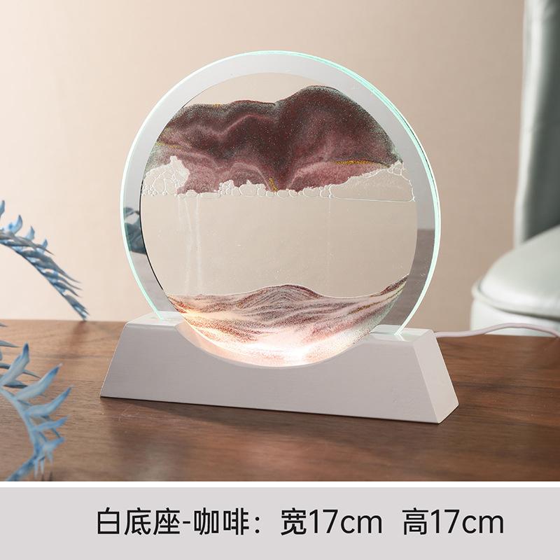 

Движущийся песок ночники 3d песочные часы зыбучий песок светящееся украшение стеклянный песчаный пейзаж ремесло текучие живописные лампы домашний декор подарок 7in