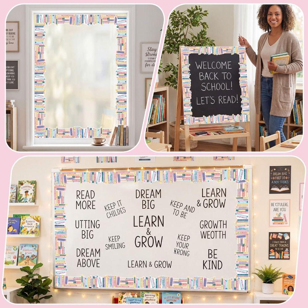 Book Pattern Border Sticker Roll Self Adhesive Classroom Border Sticker  Library Decor