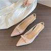 Summer 2025 Large Size Fashionable Pointed Toe Butterfly Knot Slip-On Comfortable Overhead Semi Slippers for Women