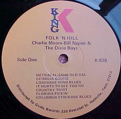 

LP Record MOORE & NAPIER & THE DIXIE BOYS - Folk n Hill K828 King Records US Folk Used