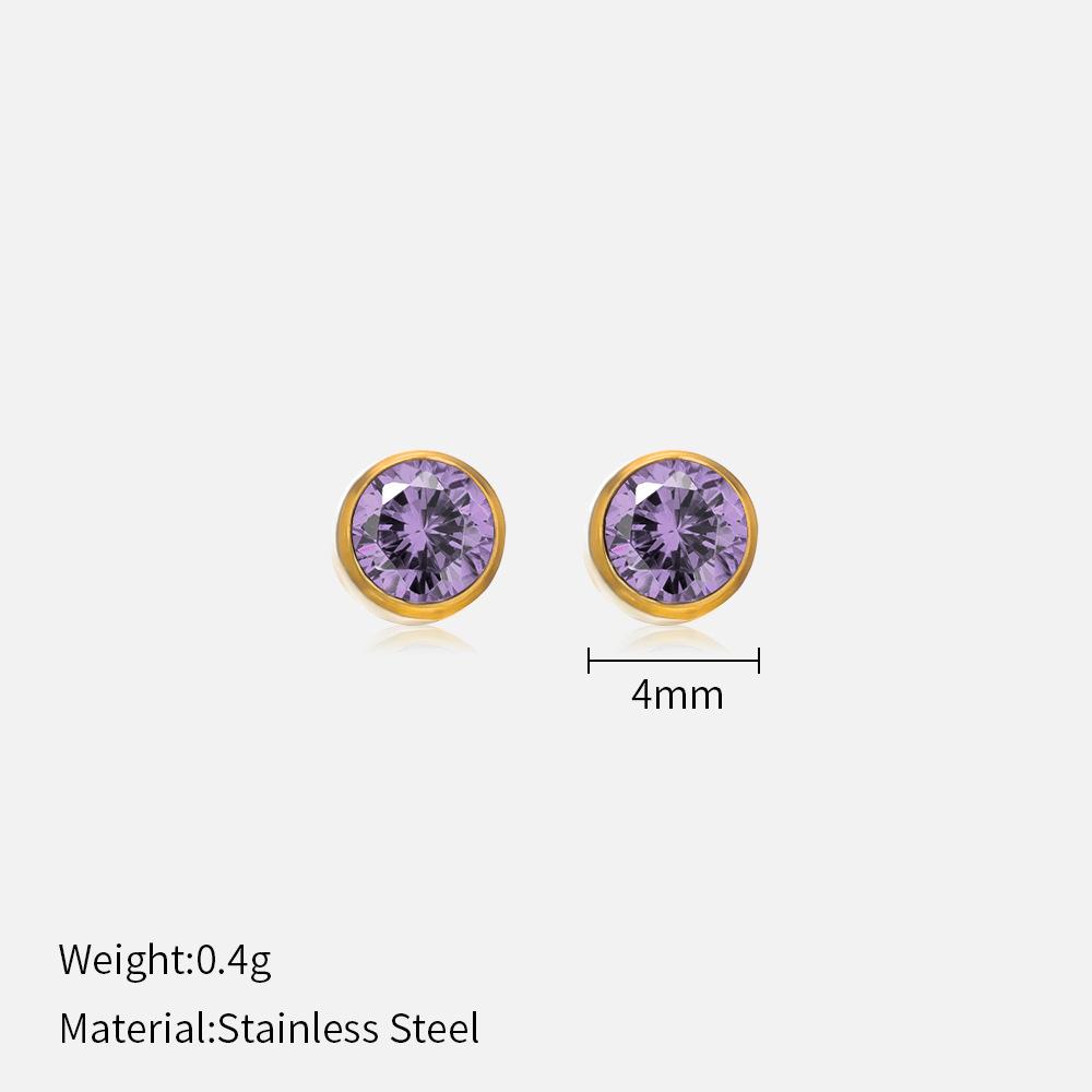 Simple Crystal Stud Earrings Fashion Women December Birthstone Colorful Diamond Earrings for Girls Gift