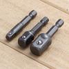 3Pcs Drill Socket Adapter 1/4 3/8 1/2 Size Hex Shank Impact Drill Bar Socket Adapter Square Head Drill Bit Power Tools