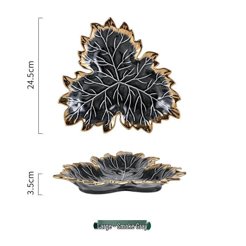 

Керамический поднос «Кленовый лист» в скандинавском стиле: Креативная тарелка-макаронс для фруктов и хранения в прихожей.