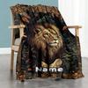 Lion4 Customize Your Name Blanket Cozy Customizable Blanket Durable Comfort Versatile for Picnics Living Room Seaside Bed All-Season Use
