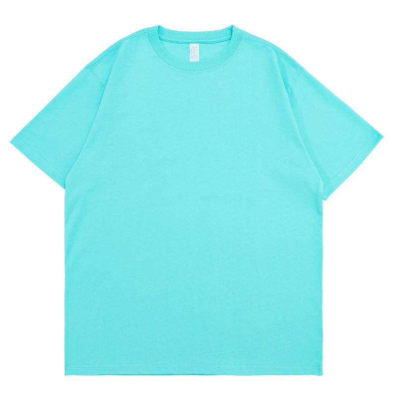 400g Heavyweight Pure White Long-Staple Cotton Summer Short-Sleeve Loose Crew Neck Base Layer T-Shirt