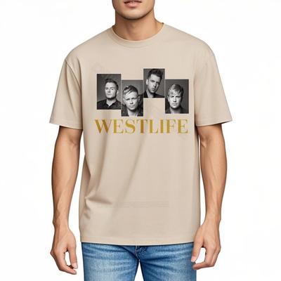 Unisex Teeshirt Breathable Vintage Tshirt Westlife Faces On Black Shirt Fashion Unisexs Tshirt Hiphop Oversized Tshirt Daily Wear