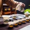 11 Pcs/set Chinese Ceramics Tea Set Handmade Suet Jade White Porcelain Teapot Bamboo Leaf Gaiwan Kettle Teacup Household Teaware