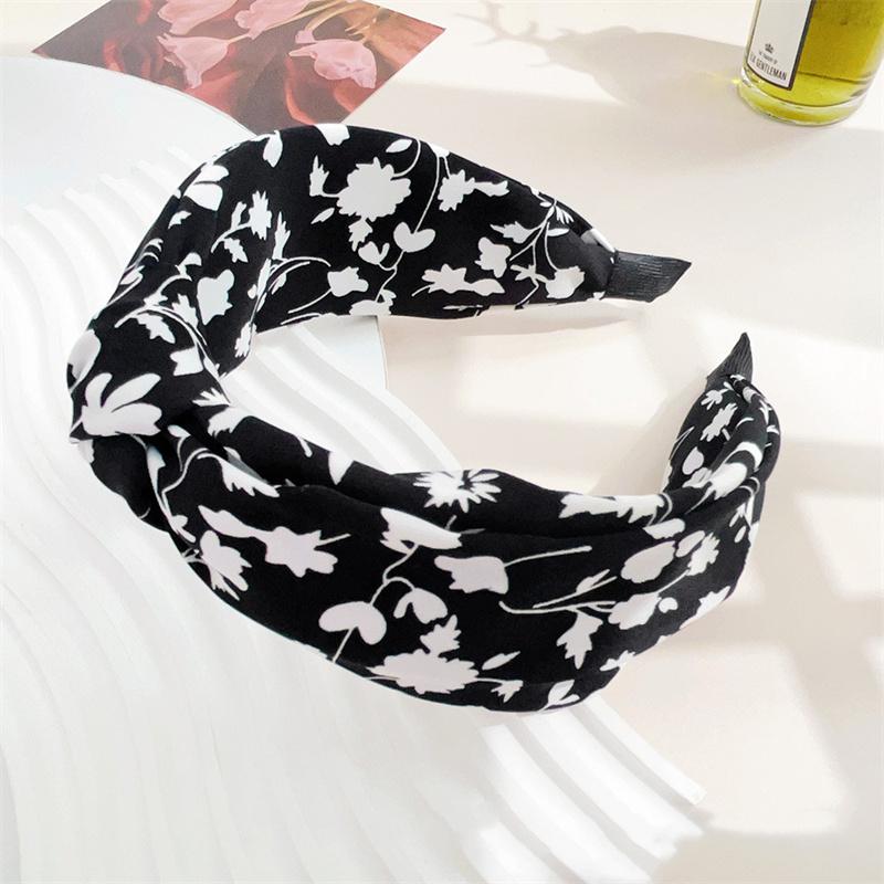 Fashion Women's White Black Floral Print Headbands for Ladies And Girls Daily Casual Hair Hoops Accessories