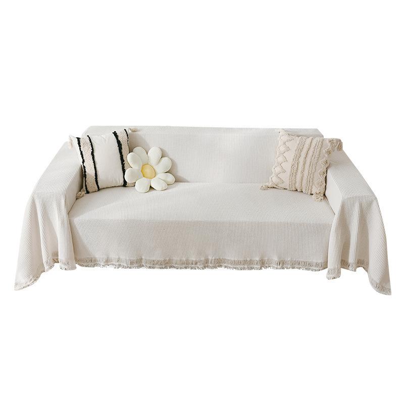 Sofa cushion full cover cloth ins cream wind camping blanket sofa cushion cover sofa towel all-inclusive sofa cover for all seasons