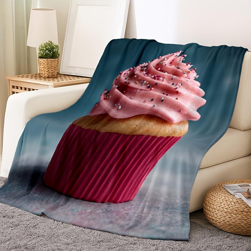 Giant Cupcake Theme Flannel printed blanket suitable for all seasons suitable for living room office sofa and travel 180x250CM