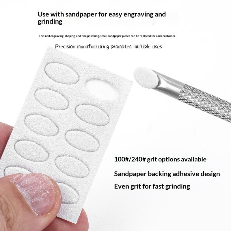 Double-Ended Nail Beveled Head Cuticle Pusher Remover Stainless Steel Cuticle Remover Manicure Sticks Nail Grinding File