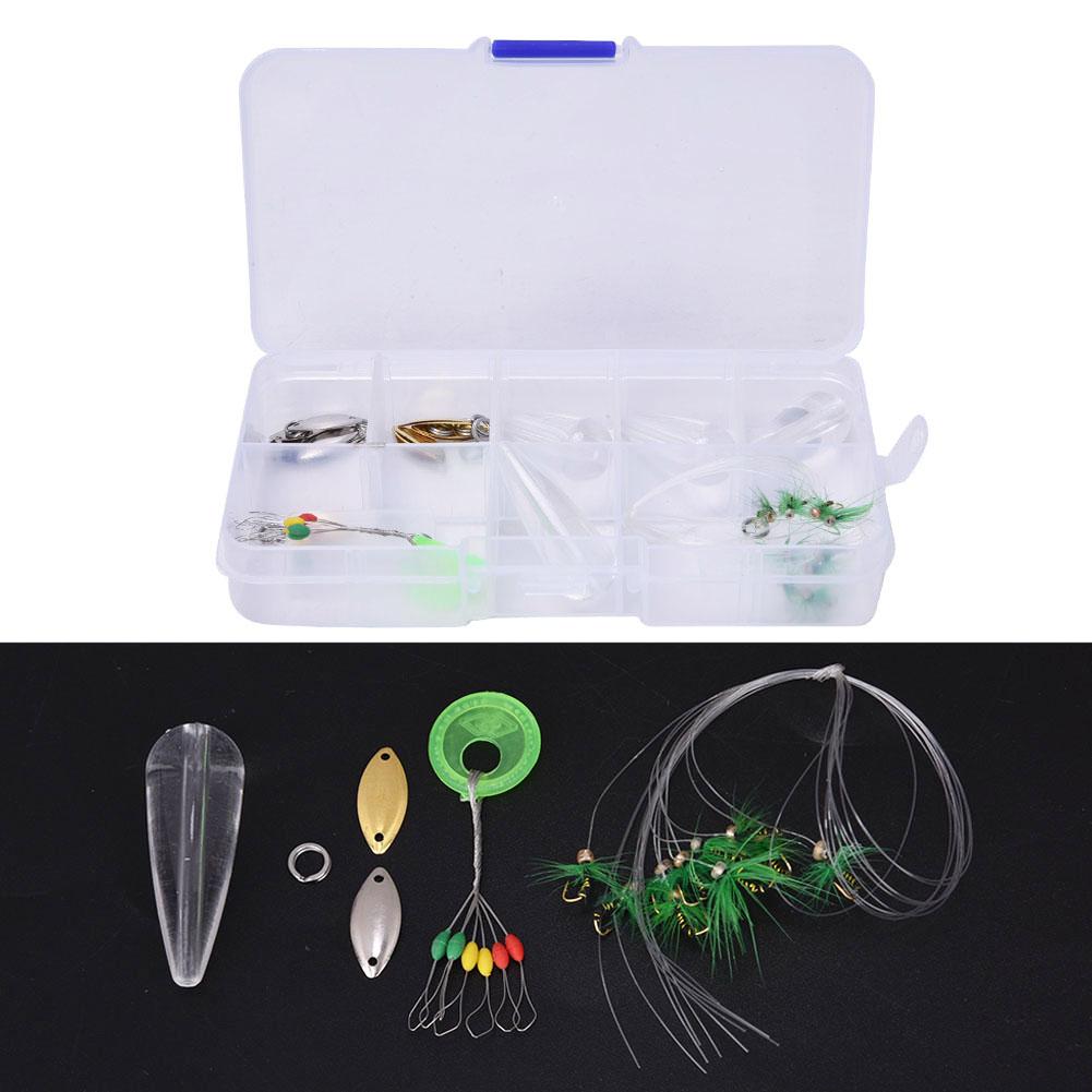 

46 pcs Fishing Double Ring Sequins Lures Float Throw Helper Space Beans Fur Needle Fish Tackle Accessories Kit