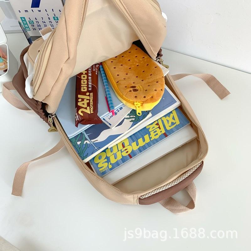 Schoolbag New Female Campus Style Male and Female Middle School Students Schoolbag Large Capacity Backpack Korean Version Contrasting Color