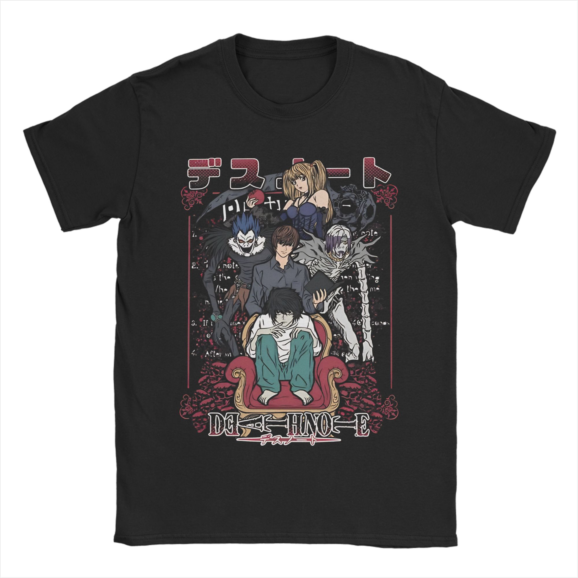 

Death Book Note Ryuk Merch Unisex T Shirts Pure Cotton Tee Printed Tops T-shirt S разноцветный