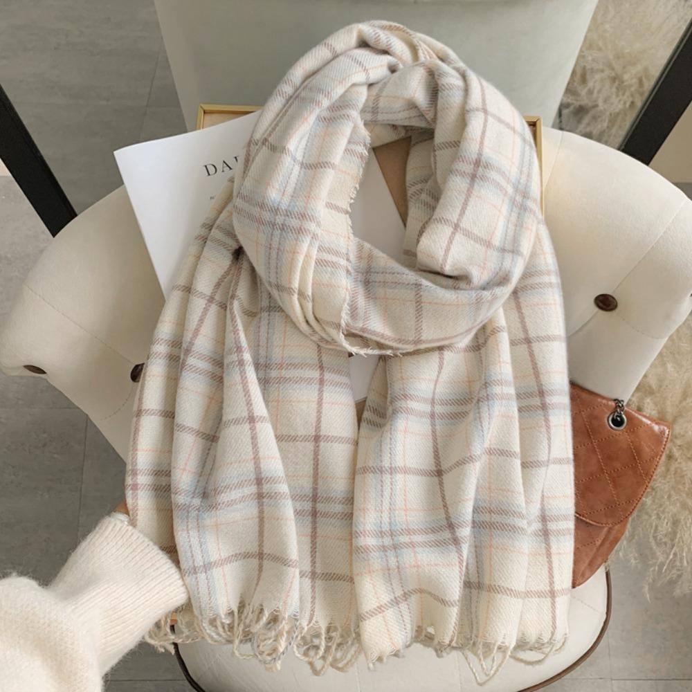Warm Soft Scarf Plaid Print Women Shawl New Mohair Wool Scarf Women