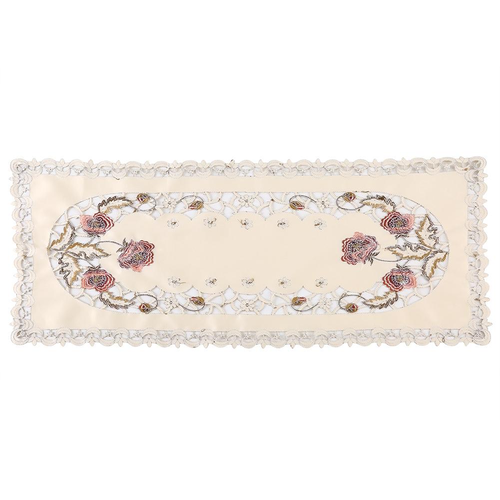 Red Floral Flower Hollow Embroidered Table Runner Tablecloth Cutwork Table Decor