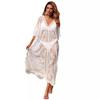 European & American Water-Soluble Embroidery Sexy Beach Cover-Up Shirt Dress for Women