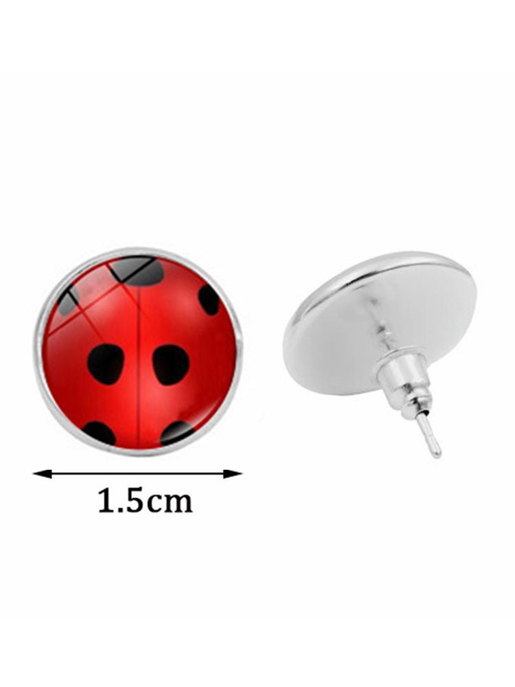 1 Set Cute Red Ladybug Necklace, Bracelet & Earrings Set For Women
