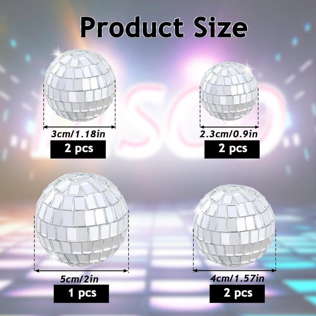 7PCS Disco Ball Cake Topper 70s Disco Themed Dance Party Supplies for Cake Dessert Accessories Disco Party Ornament