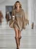 Autumn and winter popular new women's loose letter jacquard sweater zipper lapel mini knitted women's dress