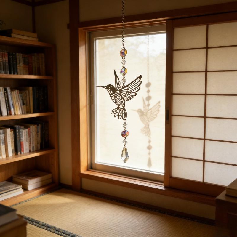 Wind Chime Crystal Sun Catcher Butterfly Glass Hang Bell Window Room Garden Home Decor Art Ornament Indoor Outdoor Elegant