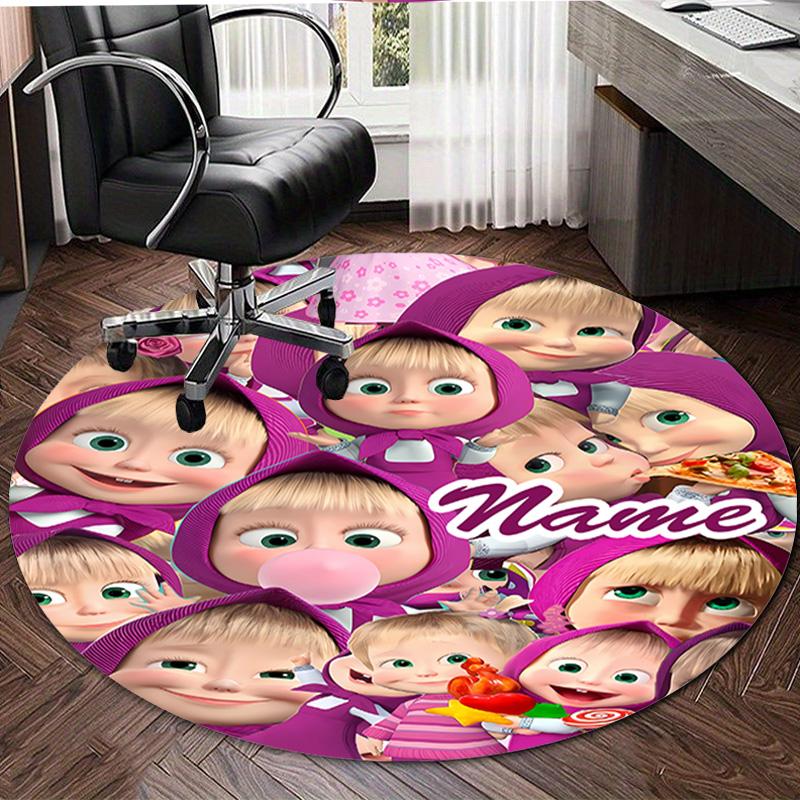 Personalized M-Masha and the Bear Round Chair Office Rug - Perfect for Mat, Office Chair & More - Ideal Gift for Birthdays and Holidays