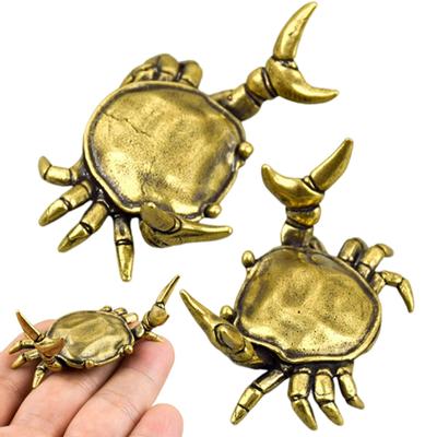 Krabbe aus Messing Stifthalter Miniatur Gewichtheber-Krabbe Schreibtischständer Metall Krabbenfigur