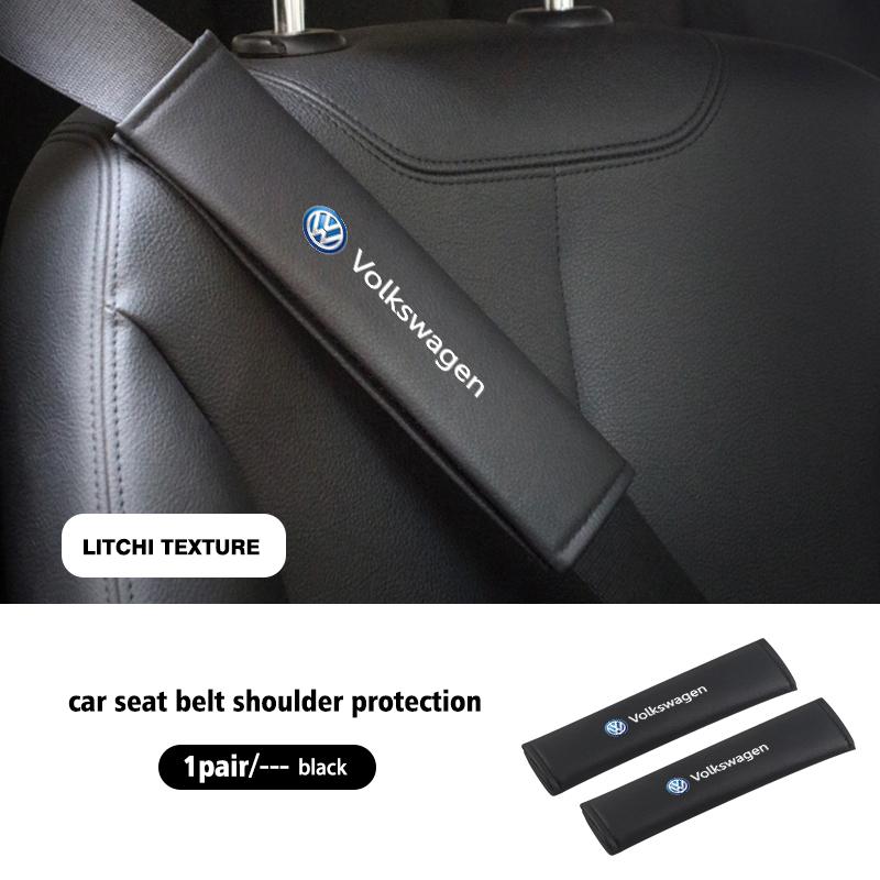 BIG1 For Volkswagen VW 2pcs Car Seat Belt Shoulder Protector Litchi Grain Fatigue Relief Pad Polo Jetta Sagitar Magotan Passat B5 B6