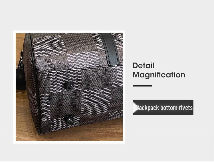 Checkered Leather Water-Resistant Crossbody Travel & Gym Bag Pillow Bag