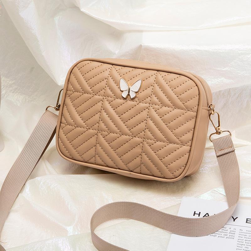 Women's bag simple embroidery thread bag fashion camera bag wide shoulder strap single shoulder messenger bag women's bag one piece