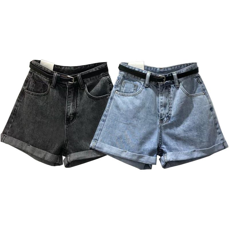Summer 2021 Women's High Waist Denim Shorts - Loose Slimming A-line, Rolled Hem, Wide Leg, Korean Style Trend