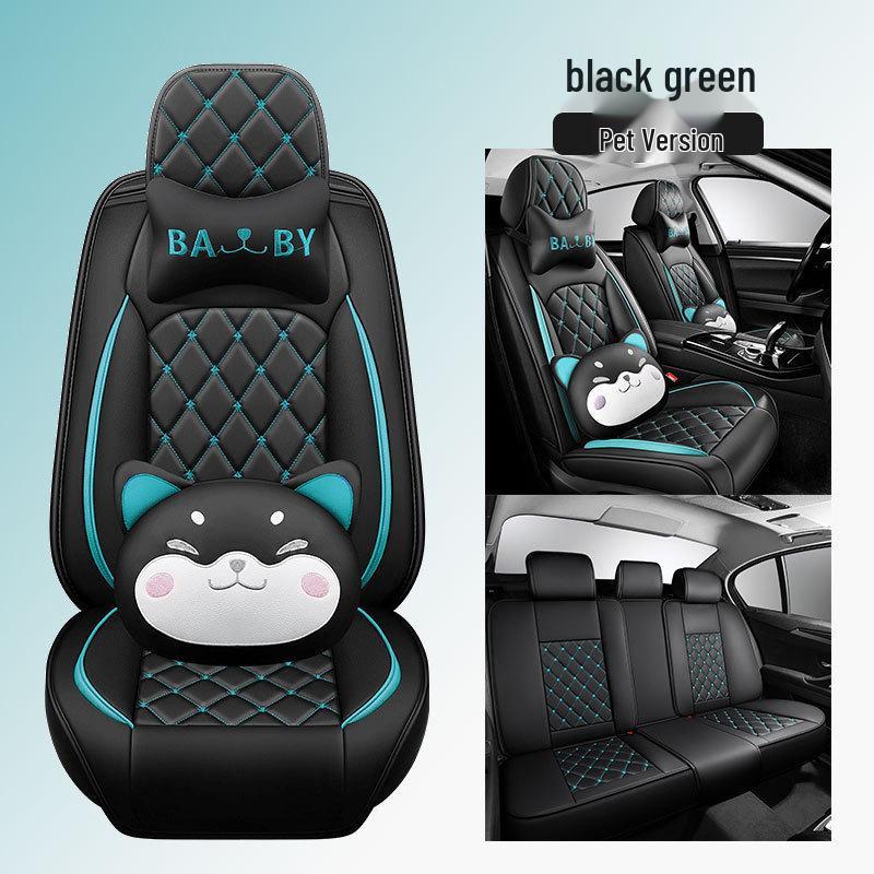 2022 Korona Uniwersalna Skórzana Poduszka na Fotel Samochodowy z Wzorem Diamentowym - Na Cały Rok, Pełne Pokrycie