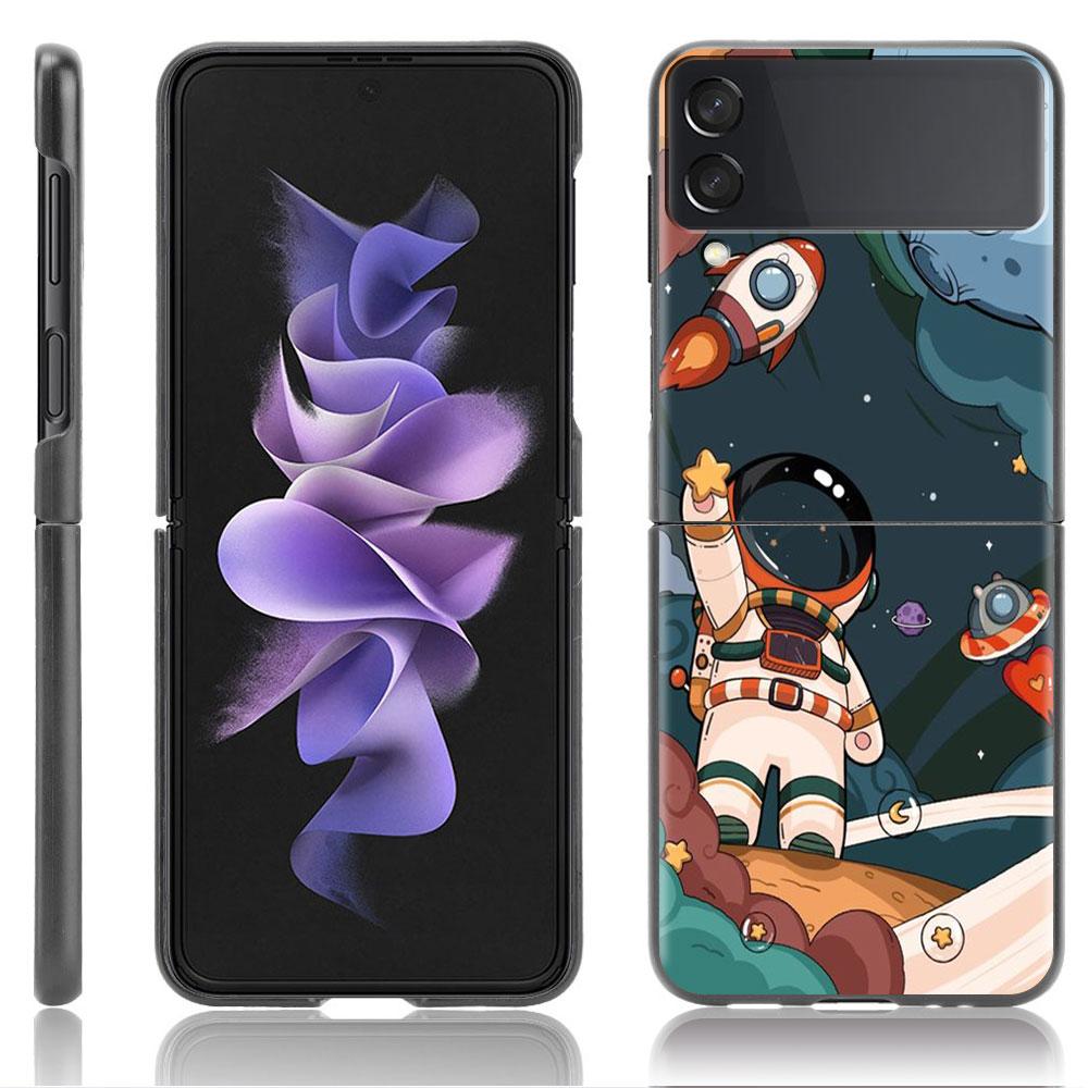 Luksusowe etui do Samsung Galaxy Z Flip 4 3 5G czarne etui na telefony PC twarde modne etui tylne ZFlip Funda Cartoon Cool Astronaut Sac