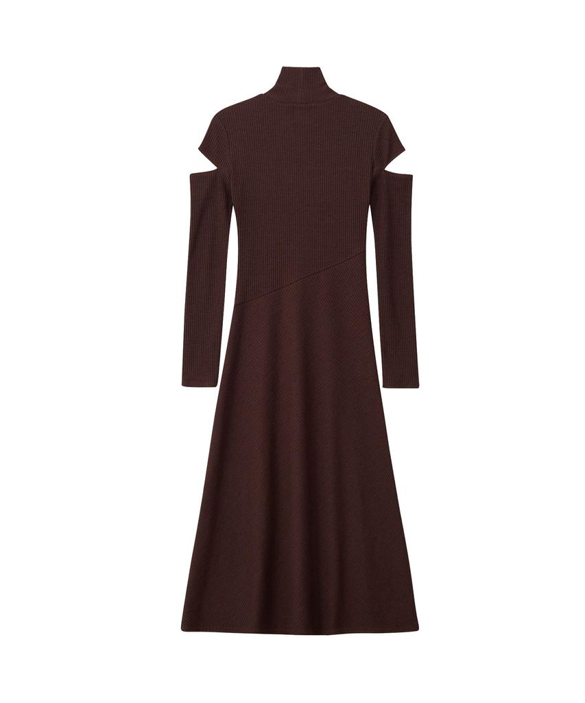 Salon De Yon High Neck Cut-Out Long Dress_ Brown