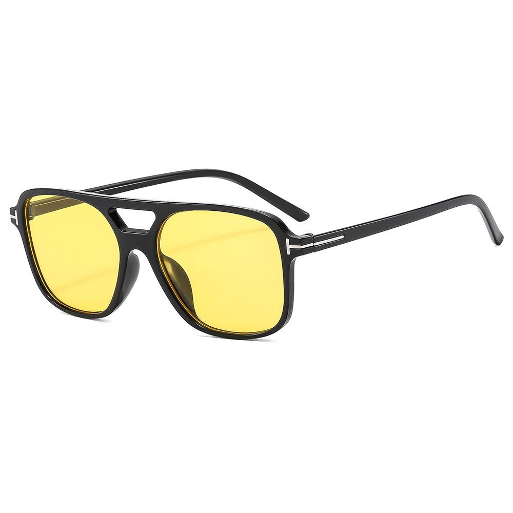 Vintage Oversized Sunglasses Women Retro Brand Big Frame Sun Glasses Female Black Yellow Ins Style Square Glasses