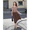 Demana Elastic Waist Pleated Midi Skirt