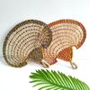 Bohemian Hand-woven Straw Fan Colorful Cattail Fan Gift Decorative Handmade Fan  Beach