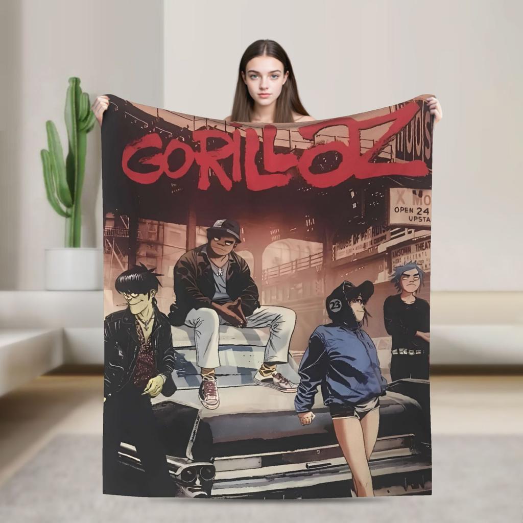 Music Band G-gorillazs Soft Blankets Picnic Plush Throw Blanket Aesthetic Home Decor Flannel Bedspread Sofa Bed Cover