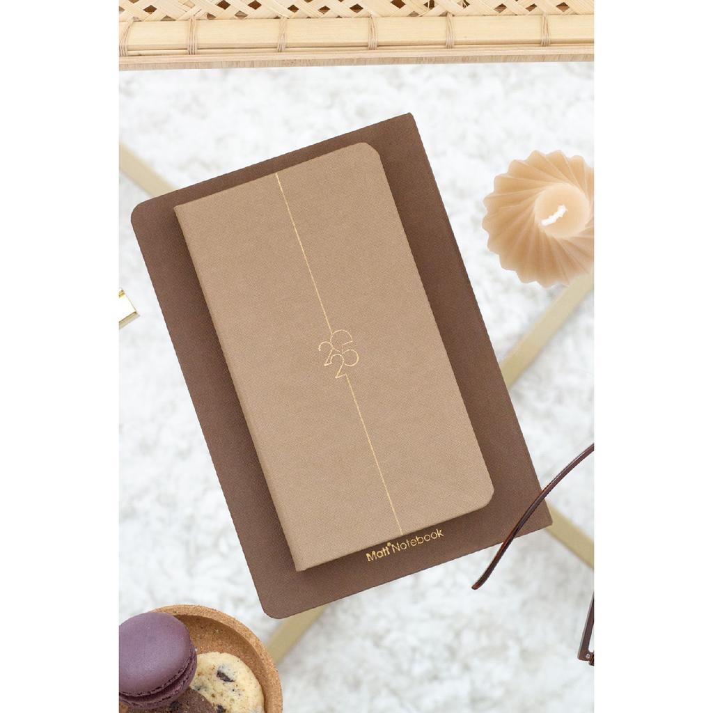 Agenda semanal de bolsillo de lino de 12 meses, color rojo burdeos, 2025