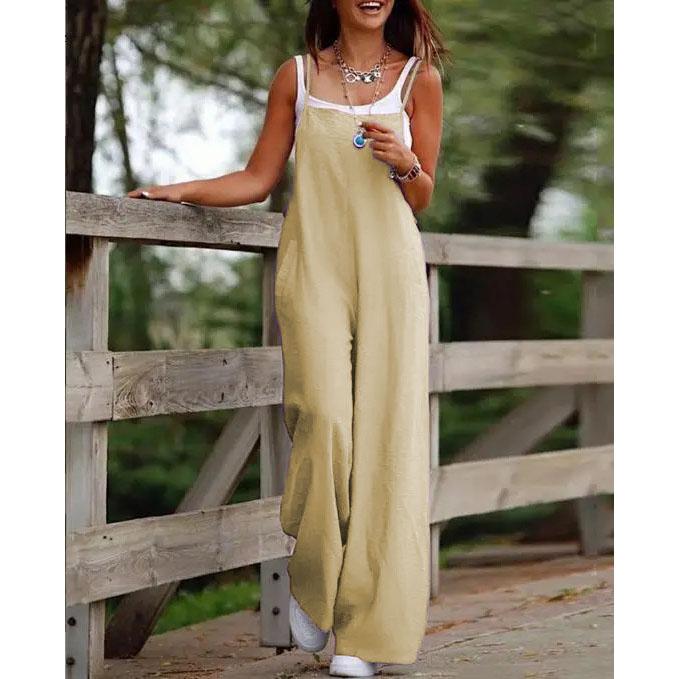 Oversized XS-5XL Women Loose Overalls Summer Fashion Female Sleeveless Wide Leg Pant Suits