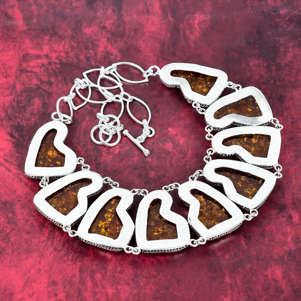 Baltic Amber Necklace Gemstone Jewelry, 925 Solid Sterling Silver Adjustable Chain Necklace, Gift For Women Handmade Necklace