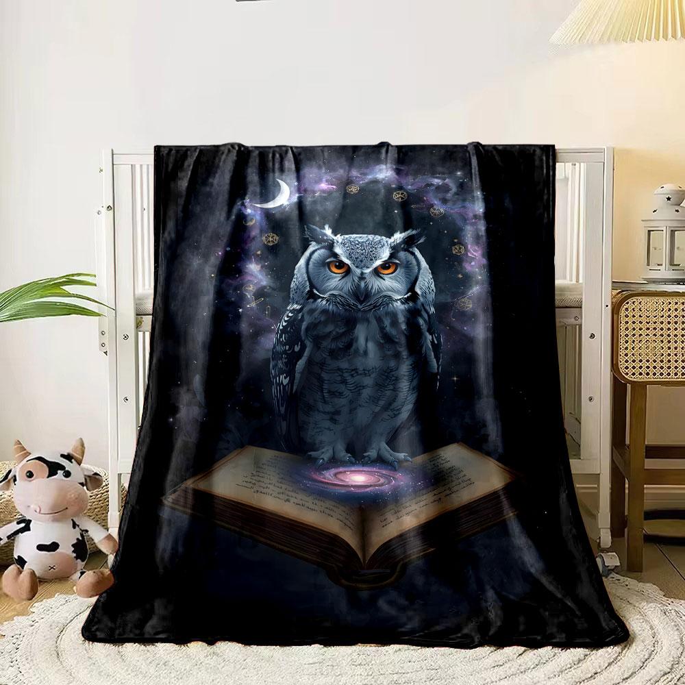 Mystical Owl with Cosmic Book print blanket soft and cozy perfect for the living room bed sofa or a nap,gift