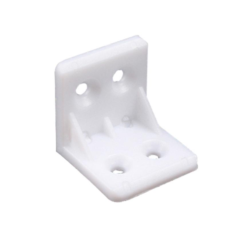 Thickened White Nylon Corner Bracket, L-Shaped 90 Degree, Triangular with Cover for Furniture Cabinet Connector