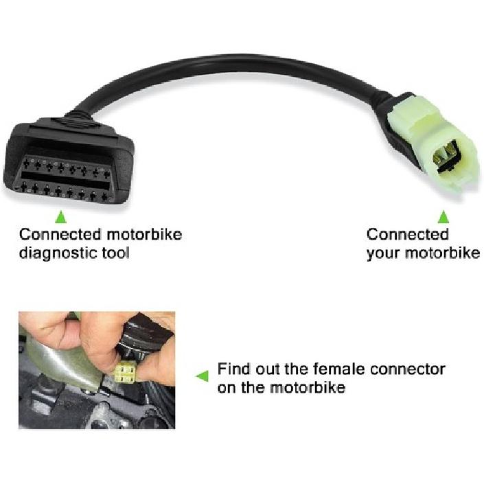 Adapter Fit for Motorcycle 4 Pin to 16 Pin OBD Diagnostic for Kawasaki 4pin