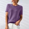 Women's Classic Short Sleeve Crew Neck Knit Sweater Soft Lightweight Pullover Top for Casual and Office Wear