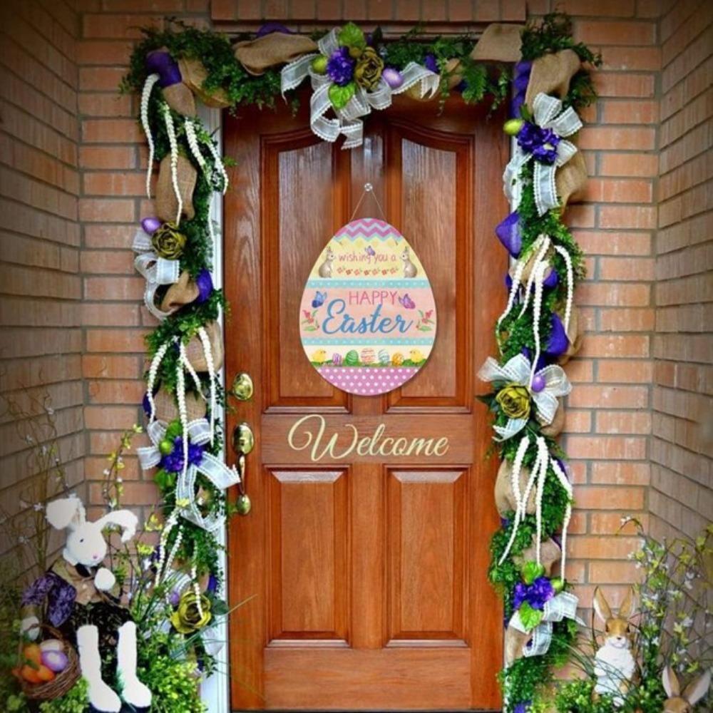 Pendant Welcome Door Sign Decorations Door Plaque Decoration Practical Hanging Easter Bunny Egg