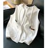 Vest Sweater Women's Hooded Jacket Trendy Loose Casual Sports TopTrendy Zip-up Hooded Vest, Heather Gray Relaxed Fit Layering Vest