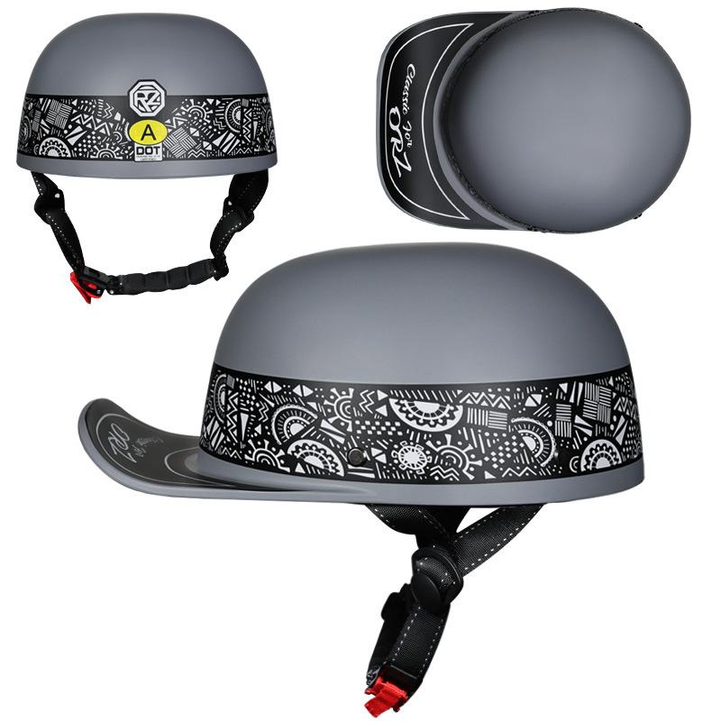 Vintage gangster personality baseball cap men and women painted helmet scoop helmet cap helmet electric car half helmet riding