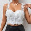 Perlenstich Organza Rüschen Push Up Pads Korsett Karneval Ballsaal Tanzparty Kostüme Sänger Dj Ds Crop Top y2k Bustier Tank
