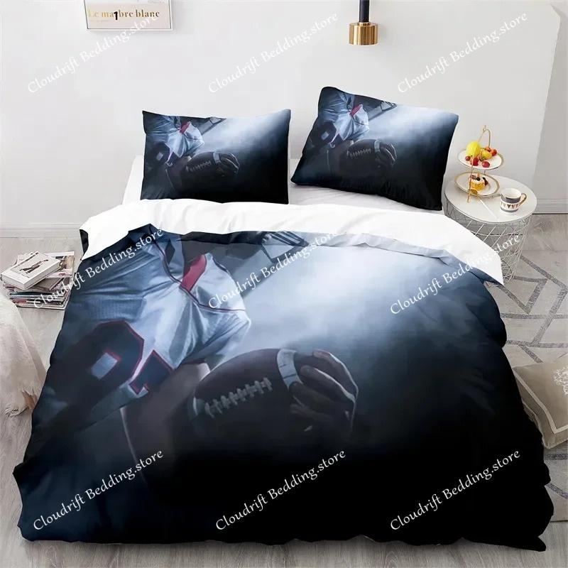 Sport Bettbezug Set American Football Spieler Bettwäsche Set für Jungen Mädchen Kinder Weicher Ballsport Steppdeckenbezug mit Kissenbezügen
